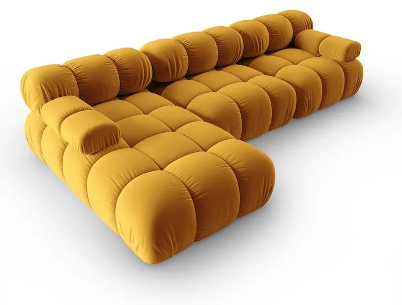 Żółta aksamitna sofa 285 cm Bellis – Micadoni Home