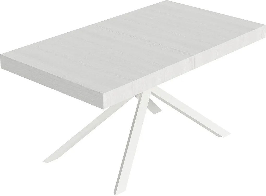 Stół rozkładany Niket 160/244x80 cm biały jesion z białymi nogami