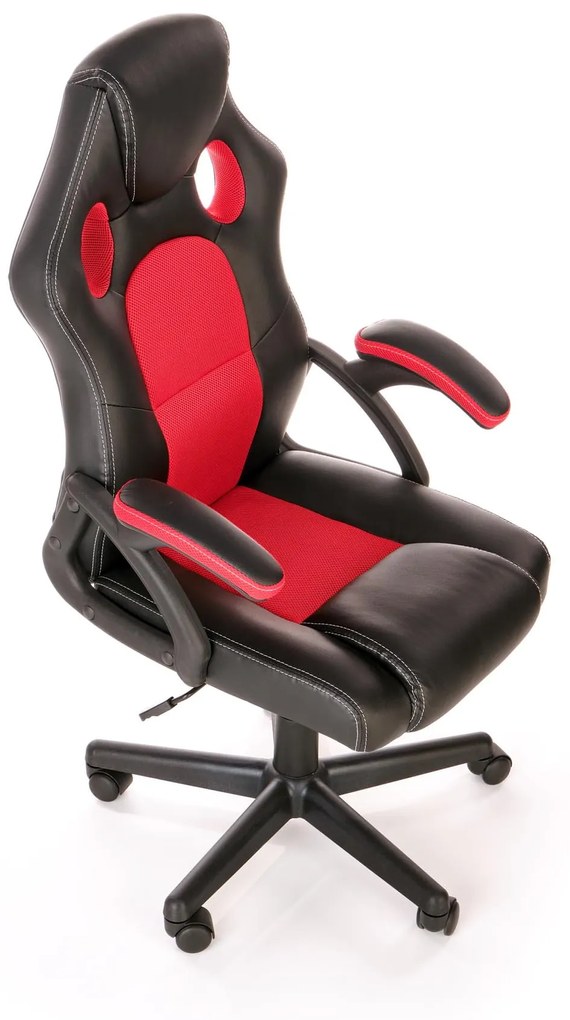 BARKLEY fotel obrotowy czarno-czerwony,gamingowy, TILT, tkanina membranowa