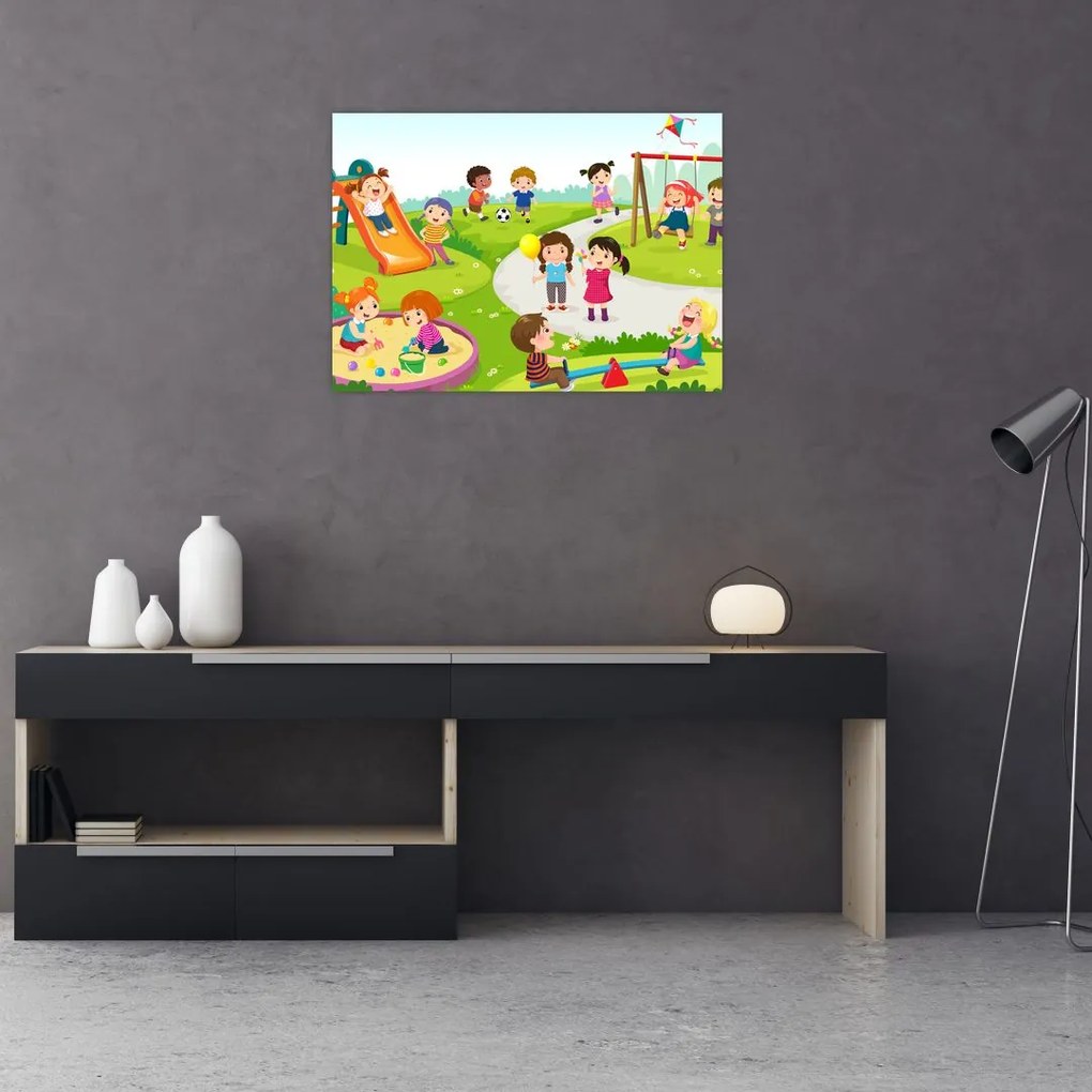 Obraz na szkle dziecięcych zabaw w piaskownicy (70x50 cm)