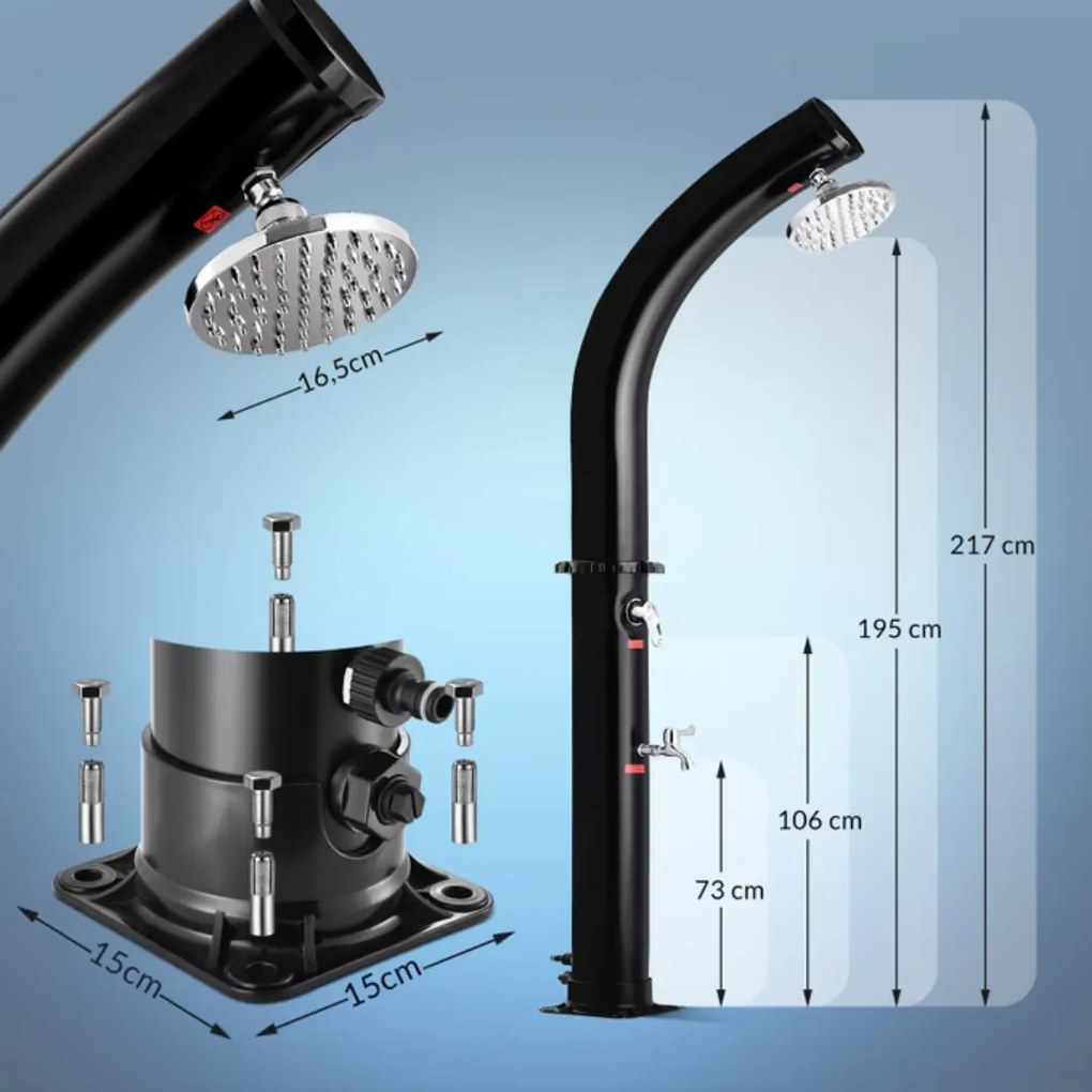 Prysznic solarny BOW, 20l, czarny Monzana