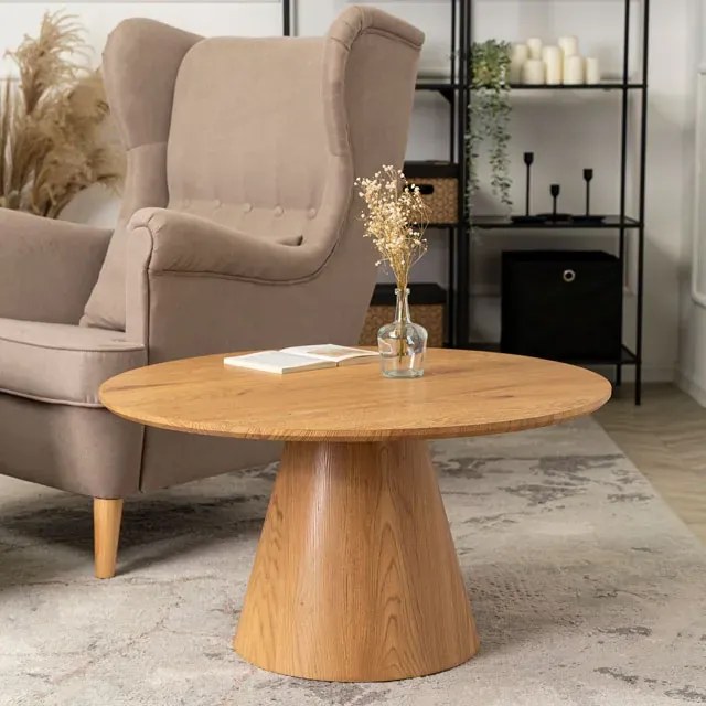 Skandynawski okrągły kawowy stolik dąb naturalny S9-M14