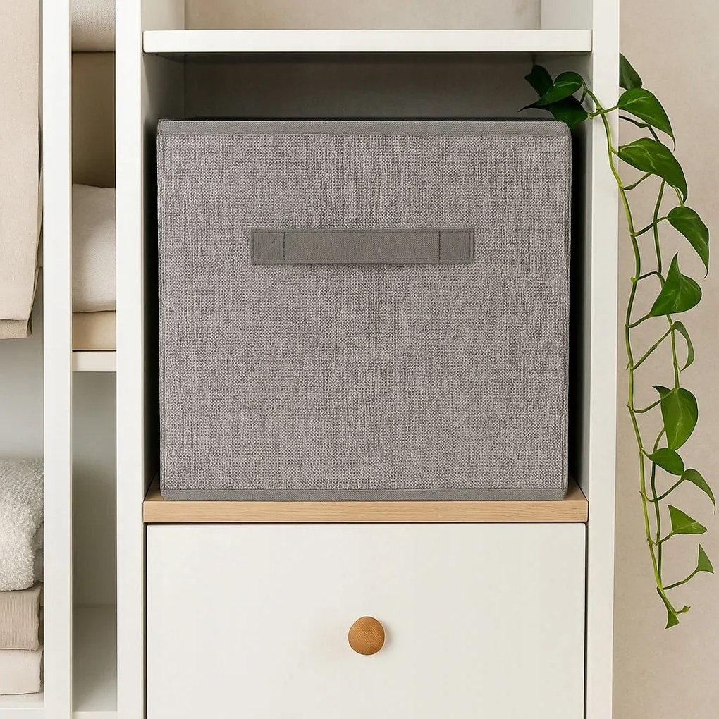 Organizer Tekstylny Kolor Szary Pudełko kosz 31x31x31 cm do Szafy Garderoby