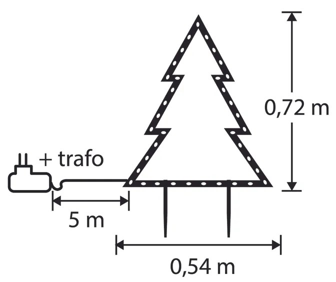 Zewnetrzna Świąteczny reflektor w kształcie choinki czarny 54 cm z LED IP44 - Kas Oswietlenie zewnetrzne