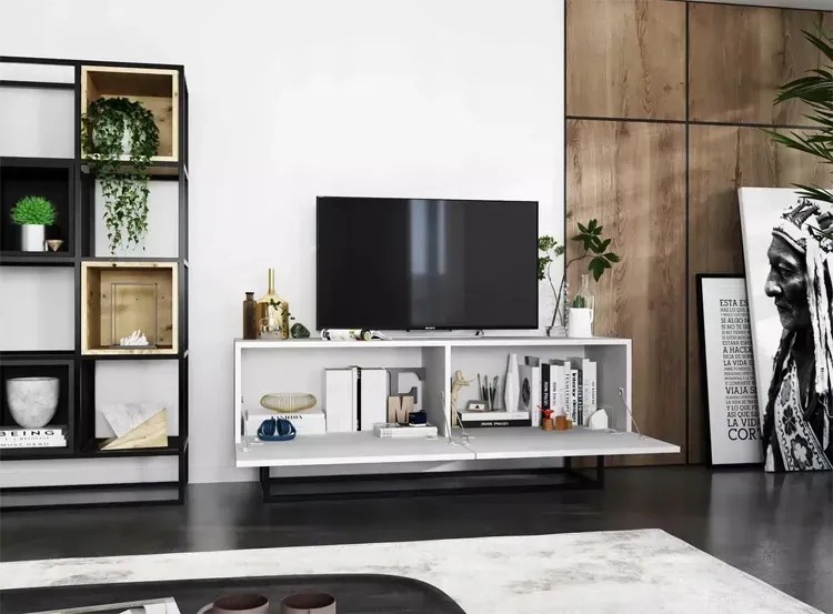 Szafka rtv na nóżkach biała A7-E37