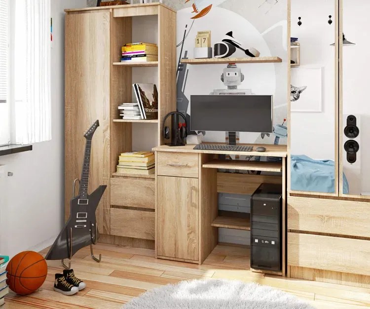 Biurko Komputerowe 90 Cm Dąb Sonoma S4-K08