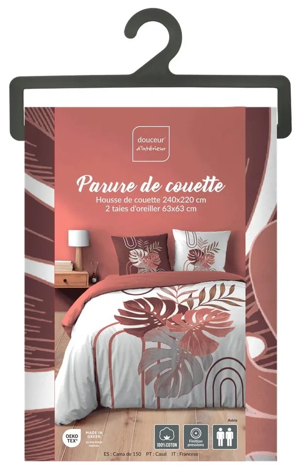 Biało-różowa bawełniana pościel dwuosobowa 240x220 cm Astria – douceur d'intérieur