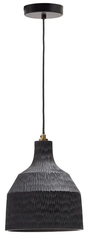 Czarna lampa wisząca z drewnianym kloszem ø 21 cm Amire – Kave Home