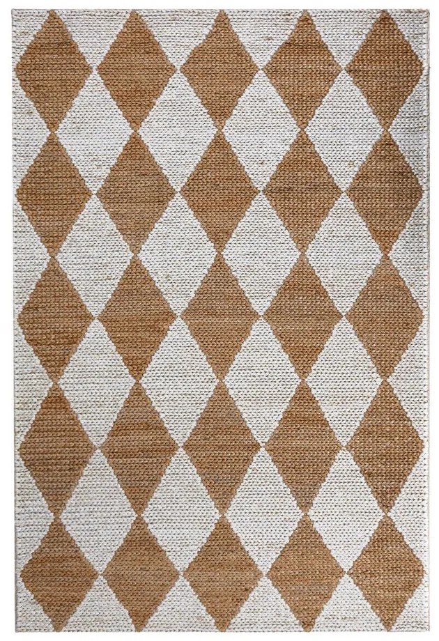 Biało-naturalny dywan z mieszanki juty tkany ręcznie 160x230 cm Effie Diamond – Flair Rugs