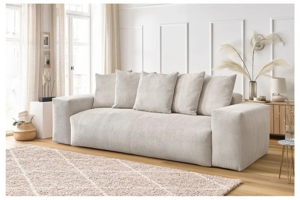 Kremowa sztruksowa sofa 280 cm Voltaire – Bobochic Paris