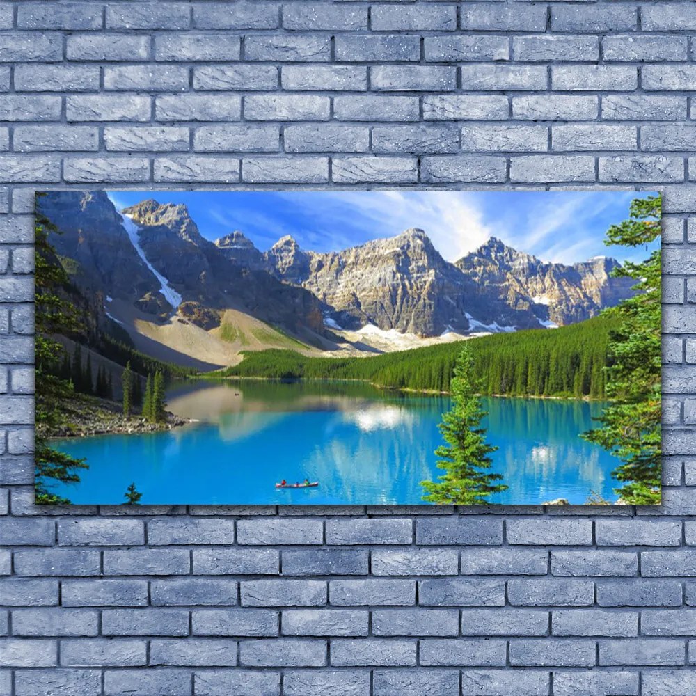 Duży obraz na płótnie Leśne Jezioro u Stóp Gór