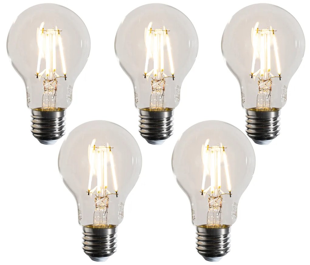 Zestaw 5 ściemnialnych żarówek LED E27 A60 przezroczystych 4,5W 500 lm 2700K