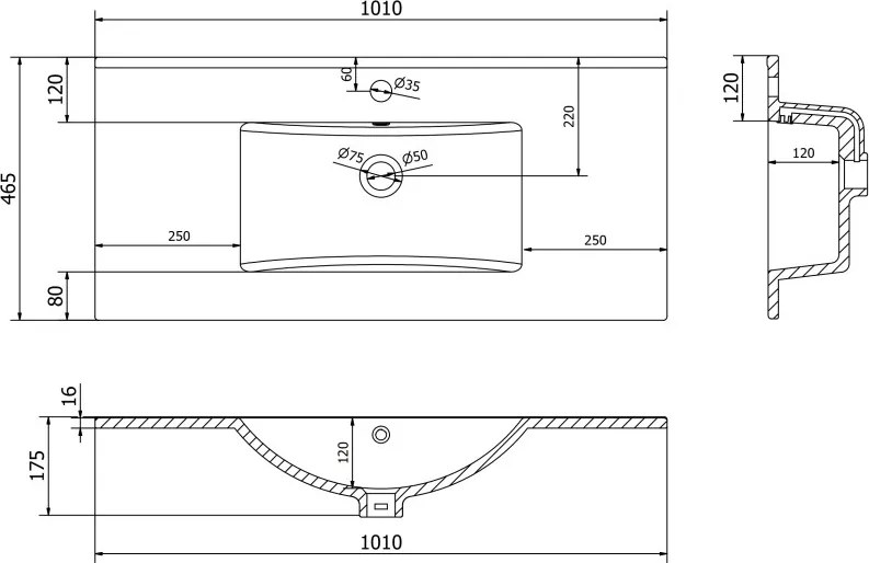 Mexen Atena umywalka wpuszczana w blat 101 x 46 cm, czarna mat - 25011070