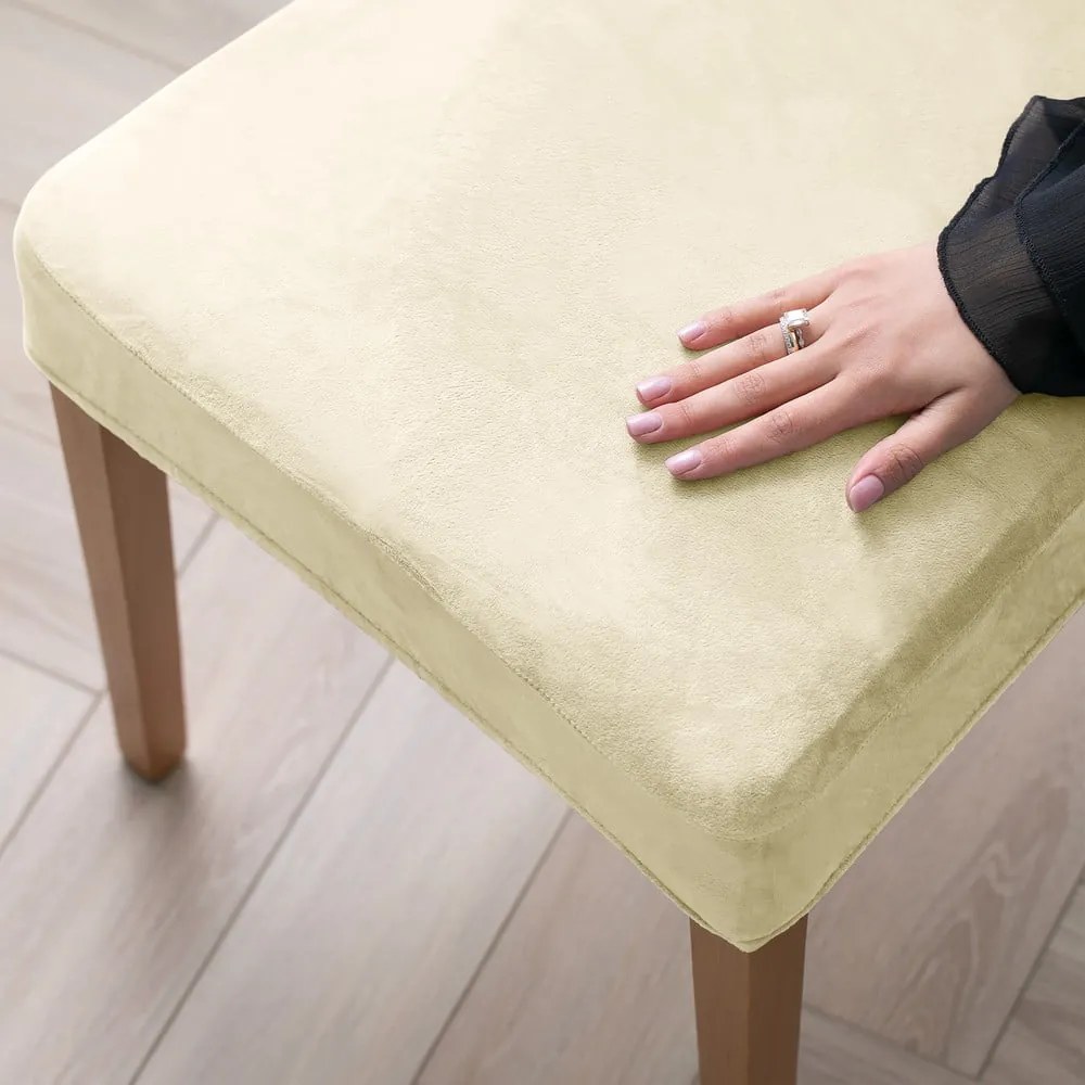 Kremowe elastyczne pokrowce na krzesło zestaw 4 szt. 48 cm Sento – Restilo