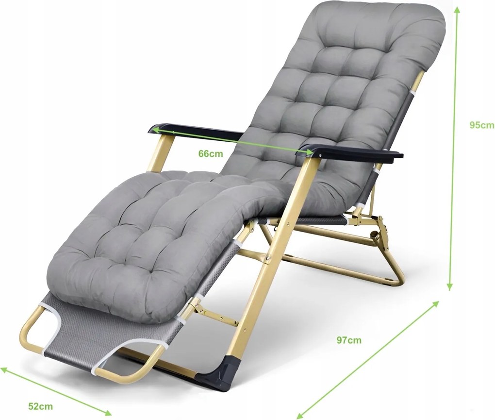 Leżak ogrodowy rozkładany Tossa DC01-BK-BK, poduszka czarna, stelaż czarny
