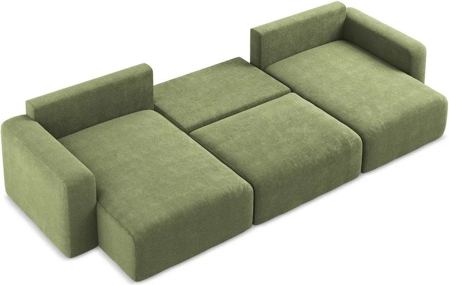 Zielony rozkładany narożnik ze schowkiem z tkaniny szenilowej (w kształcie litery U) Kona – Makamii