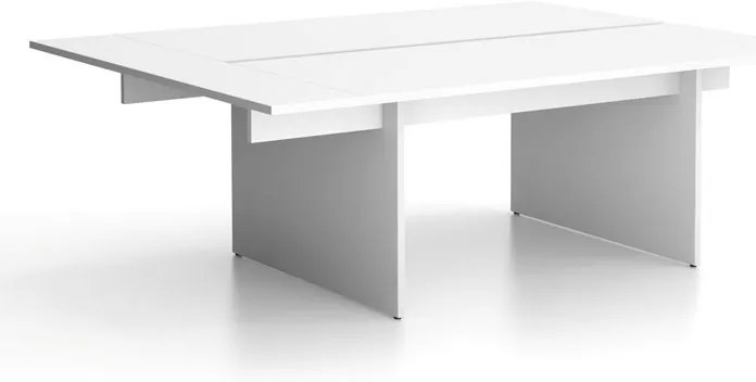 Biurko double SOLID + 1x rozszerzenie blatu, 210x165 cm, biały