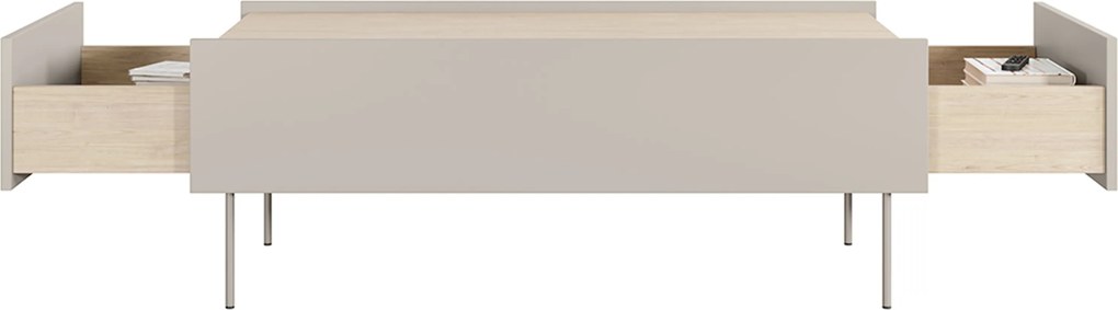 Stolik kawowy Desin 120 cm z szufladami - kaszmir / dąb nagano