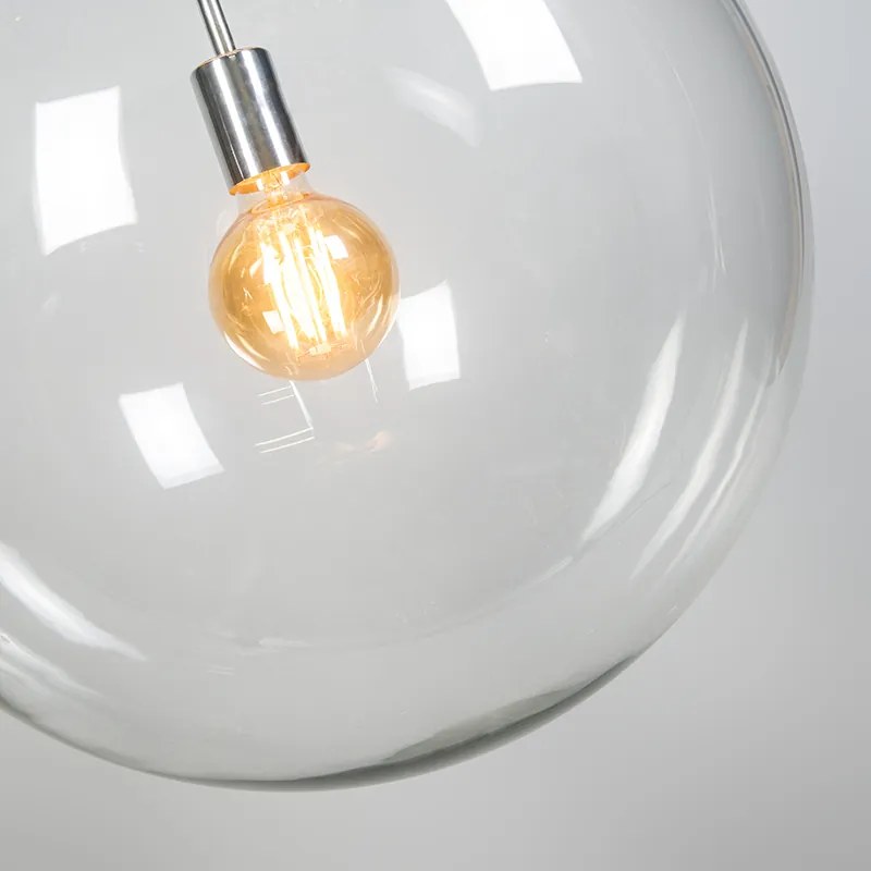 Skandynawska lampa wisząca chrom z przezroczystym szkłem - Ball 50 Nowoczesny Oswietlenie wewnetrzne
