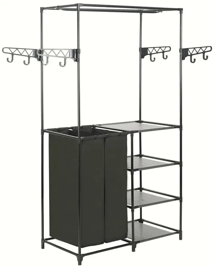 Wolnostojący wieszak na ubrania z półkami i koszami M9-H11