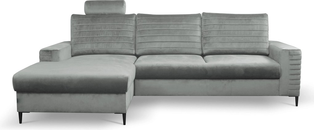 Masseno Narożnik GRIFO z funkcją spania i pojemnikiem na pościel Narozniki L, Rozkładana sofa - Jasnoszary, VELLUTO GREY 16