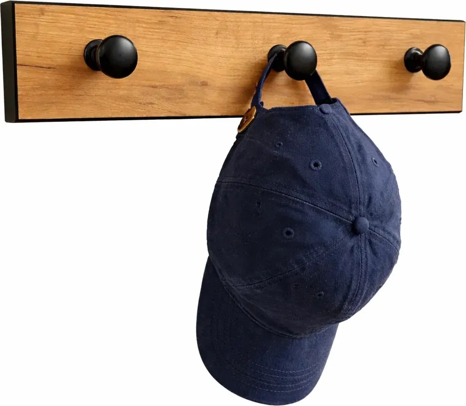 Nowoczesny wieszak ścienny dąb craft + czarny E2-P44