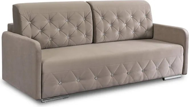 Sofa Rozkładana z Funkcją Spania VIVO Dwuosobowa Beżowa Glamour do Salonu