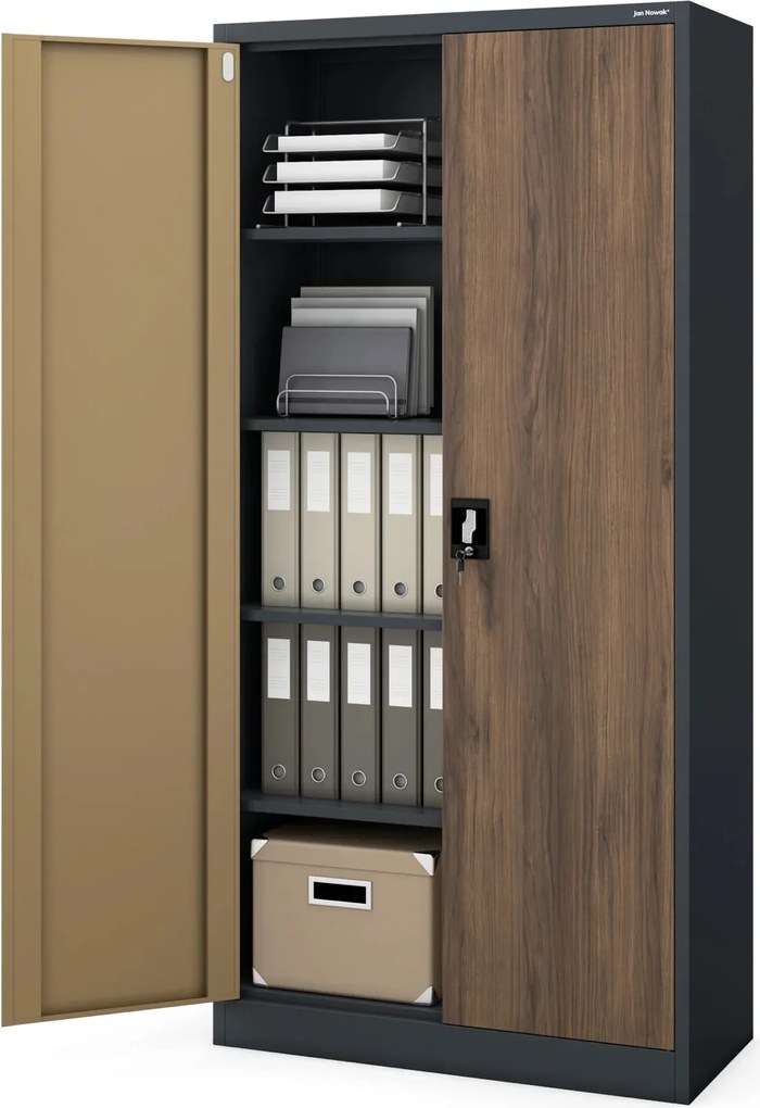 Szafa biurowa Eco Design Jan 90x40x185 cm antracyt/orzech