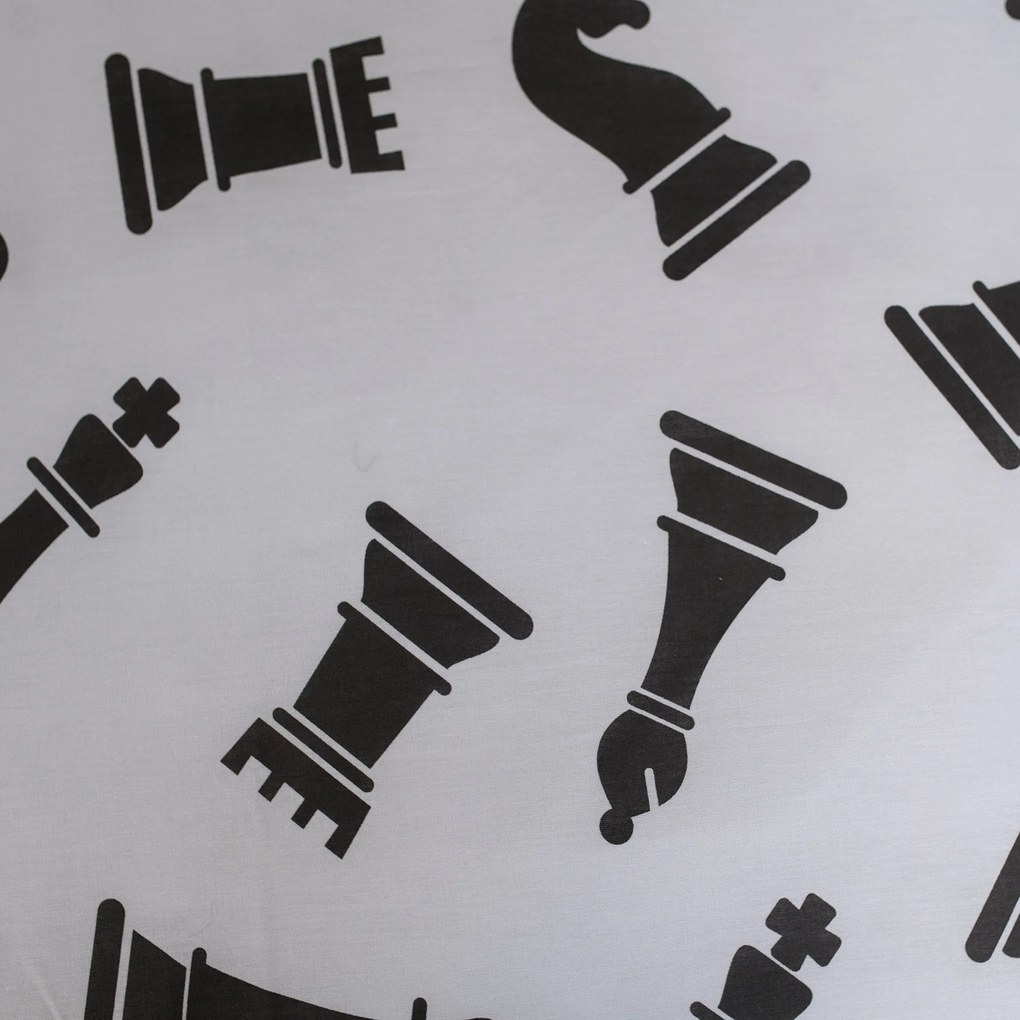 PrzytulneMieszkanie.pl PrzytulneMieszkanie.pl Pościel bawełniana 3D CHESS DREAM czarno-biała, 100% bawełna Rozmiar pościeli: 70 x 90 cm | 140 x 200 cm