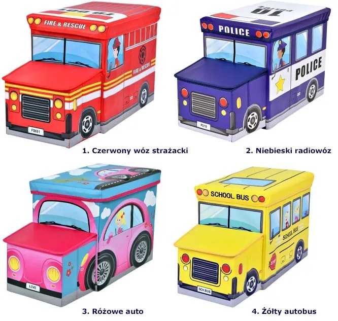 Żółta składana pufa ze schowkiem autobus K0-B54