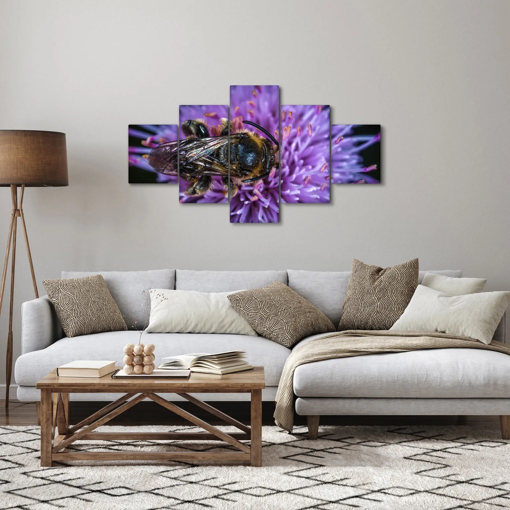 Obraz pszczoły na kwiatku (125x70 cm)