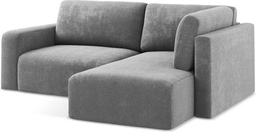 Szary rozkładany narożnik ze schowkiem z tkaniny szenilowej (prawostronny/w kształcie litery L) Kona – Makamii