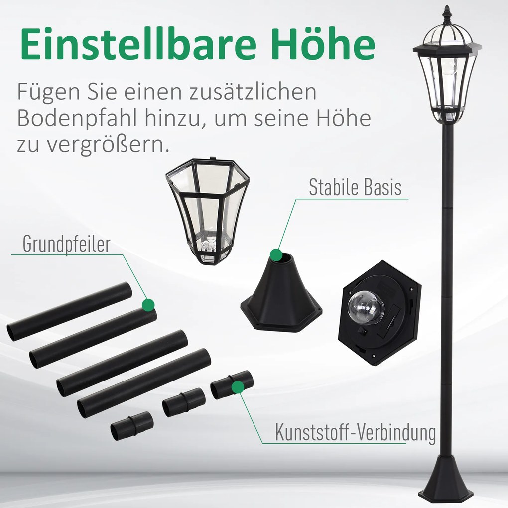 Outsunny lampa ogrodowa solarna LED zestaw 2 sztuki stal nierdzewna oświetlenie zewnętrzne do ogrodu | Aosom PL