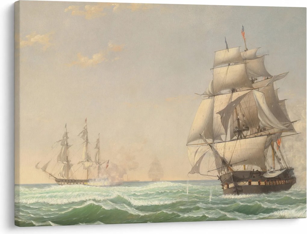 Obraz - Fitz Henry Lane, The United States Frigate President Engaging the British Squadron, reprodukcje (70x50 cm)