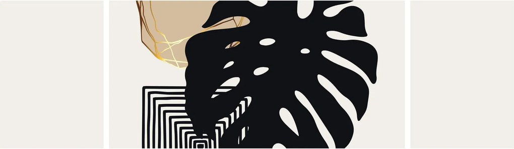 Obraz - Abstrakcja z tropikalnymi liśćmi N⁰2 (170x50 cm)