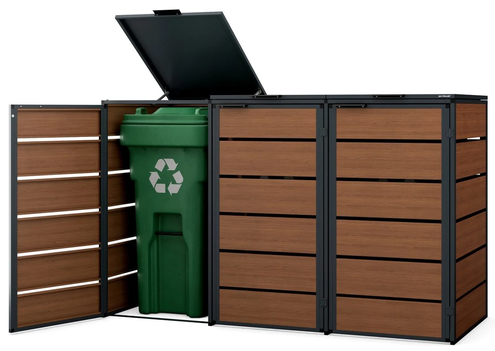 Zabudowa śmietnikowa 240L trzykomorowa, antracyt - orzech