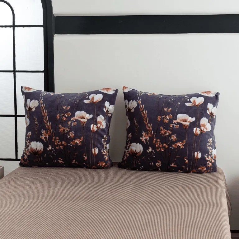 Dwustronna poszewka na poduszkę DUO SENSE ARVENA 45x45 cm mikroplusz/flanela, ciemnoszara