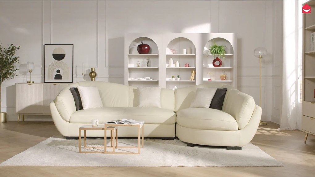 Kanapa narożna 5-osobowa CAIPI z bawolej skóry – kolor brązowy – Narożnik prawostronny marki Pascal Morabito