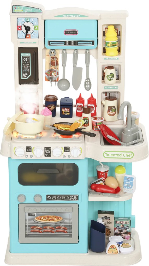 AIYAPLAY 92-elementowy zestaw kuchenny dla dzieci, kran, tworzywo sztuczne, 3–6 lat, zielony