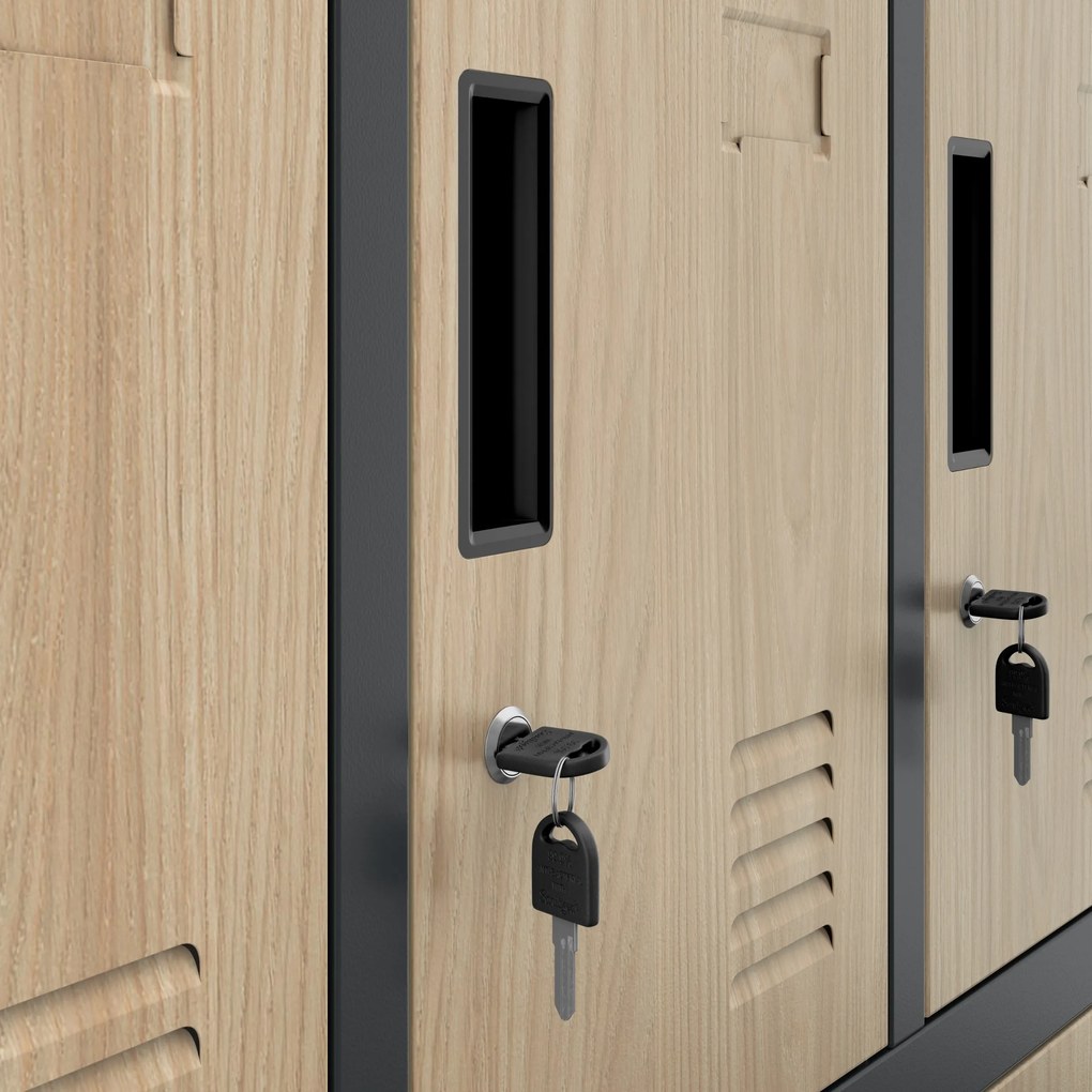 Szafa skrytkowa socjalna BHP antracytowa / dąb sonoma: Eco Design ROBERT, 1360 x 1720 x 450 mm