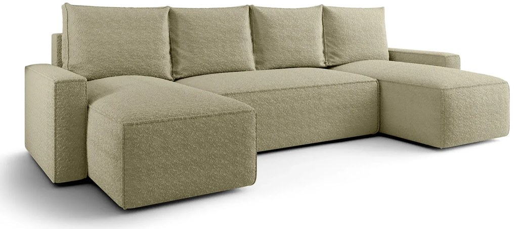 Ciemnobeżowy tapicerowany narożnik U z funkcją spania C0-B90