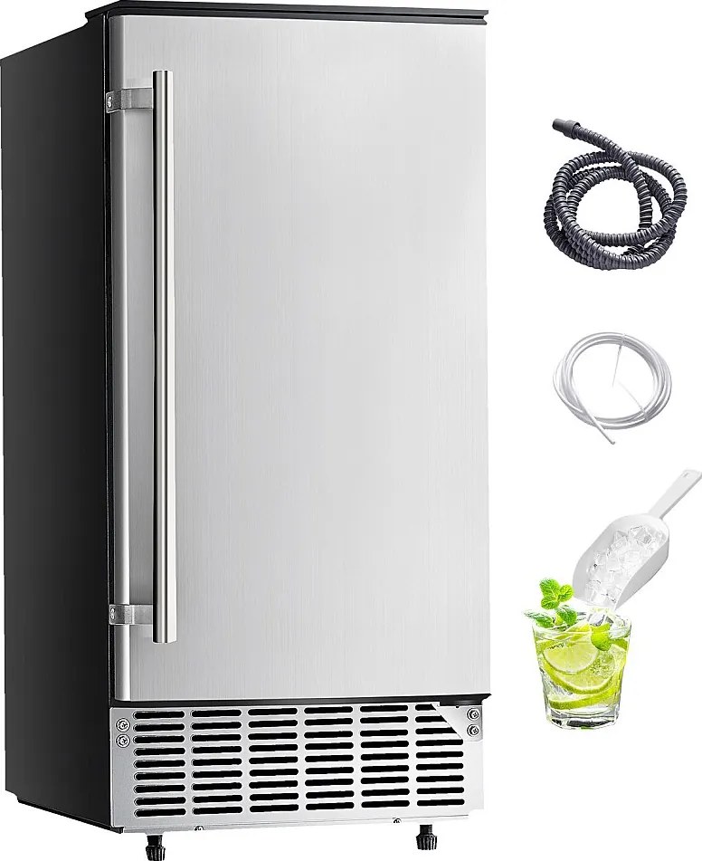 Maszyna do Lodu Pod Blatem SucceBuy, 36 kg/Dzień z Wbudowaną Drzwią Reversiblem, z Elektryczną Pompą Spustową