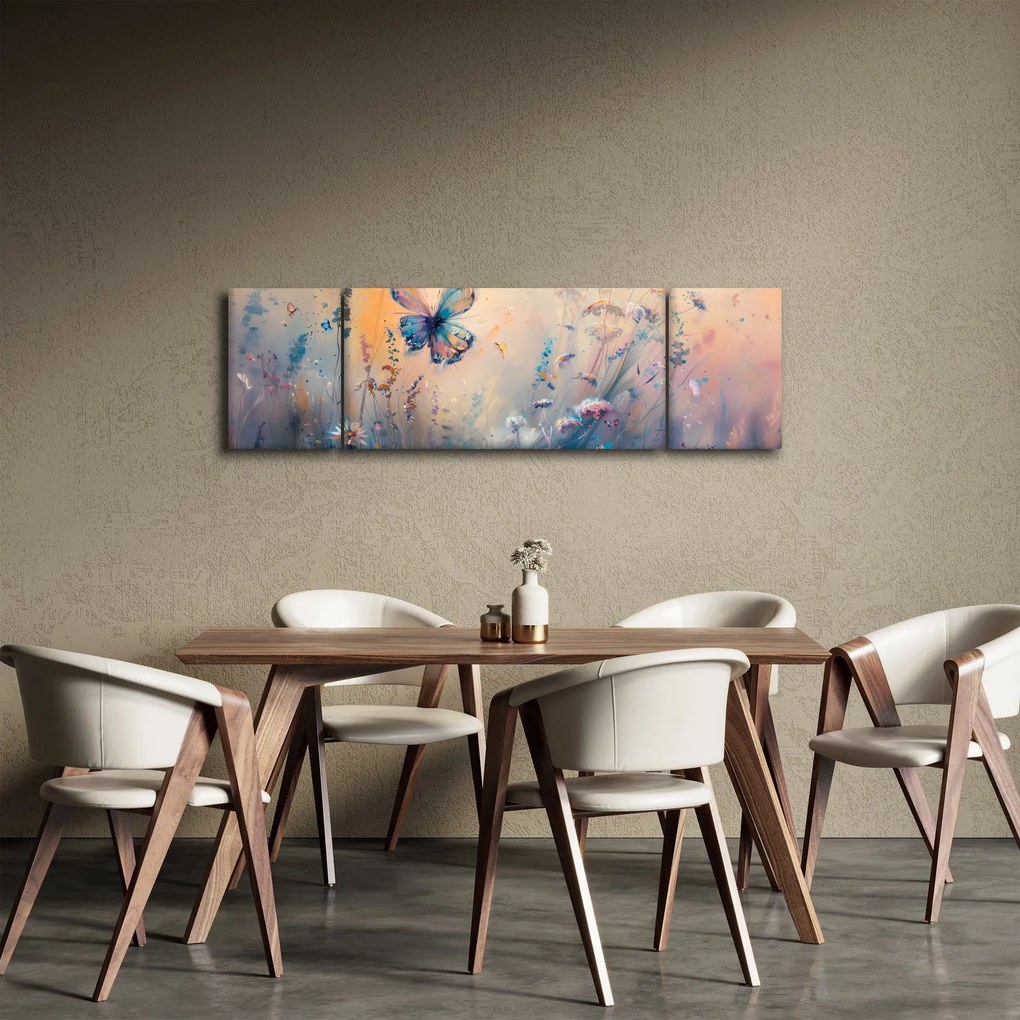 Obraz - Łąka z motylem II (170x50 cm)