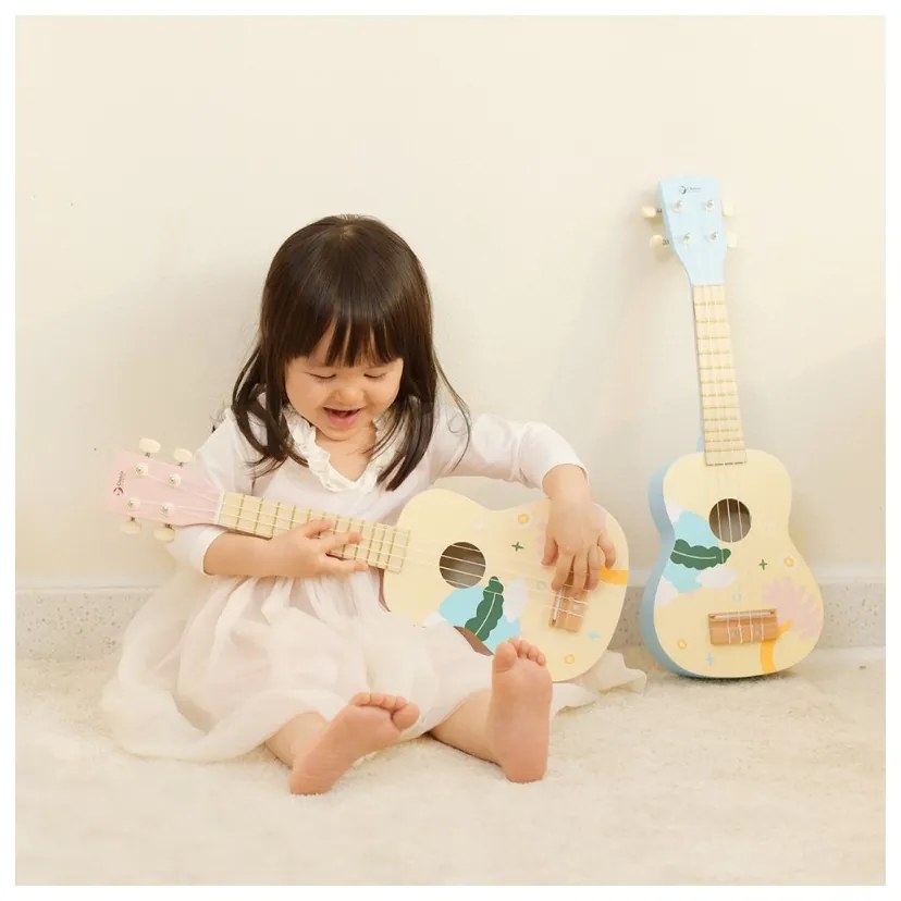 Classic world drewniane ukulele gitara dla dzieci niebieskie