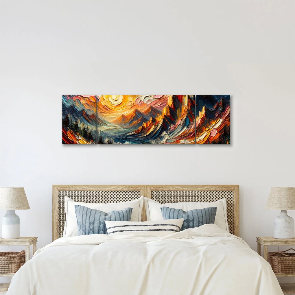 Obraz - Góry oświetlone słońcem (170x50 cm)