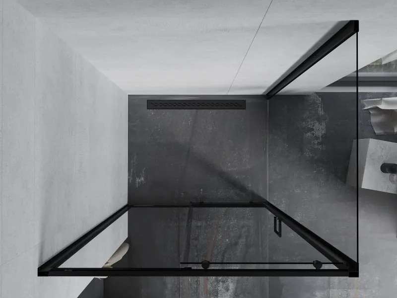 Mexen Apia kabina prysznicowa rozsuwana 90 x 80 cm, transparent, czarna - 840-090-080-70-00