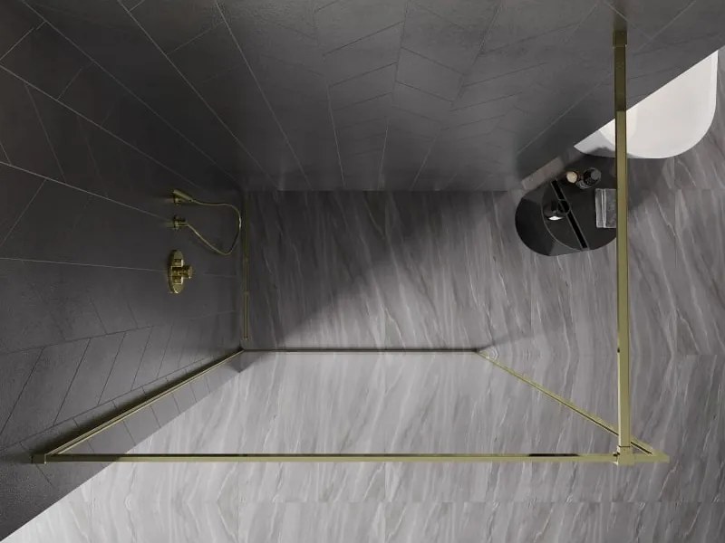 Mexen Kioto-XF ścianka prysznicowa Walk-in z ramką 90 x 202 cm, transparent 10 mm, złota - 800-090-104-50-00-X