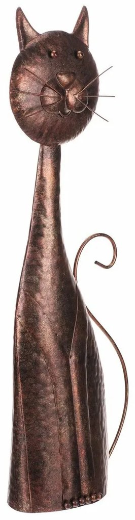 Metalowa dekoracja ogrodowa Kot miedziany, 22 x 61 x 11 cm