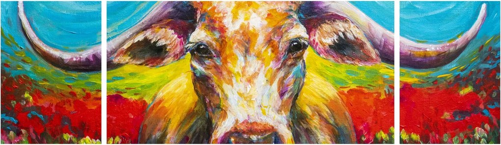 Obraz - Malowana krowa (170x50 cm)
