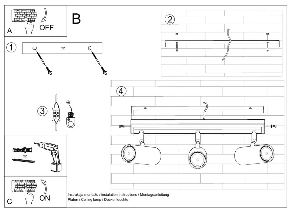 Czarna lampa sufitowa 6x45 cm Mira – Nice Lamps